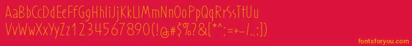 ProhandyRegular-fontti – oranssit fontit punaisella taustalla