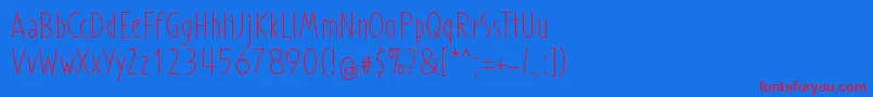 ProhandyRegular Font – Red Fonts on Blue Background