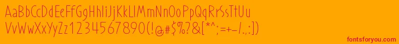 フォントProhandyRegular – オレンジの背景に赤い文字