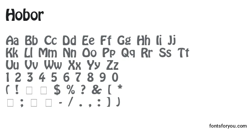 Schriftart Hobor – Alphabet, Zahlen, spezielle Symbole
