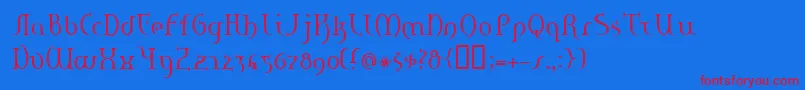 Hanerge Font – Red Fonts on Blue Background