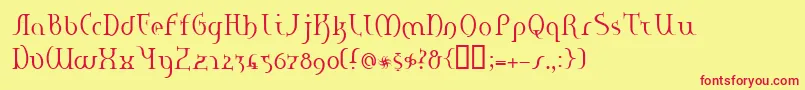 Hanerge Font – Red Fonts on Yellow Background