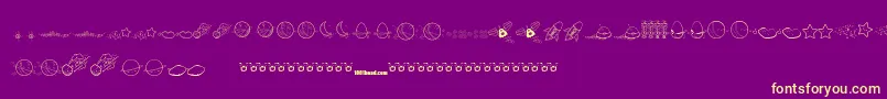 Galaxia-Schriftart – Gelbe Schriften auf violettem Hintergrund