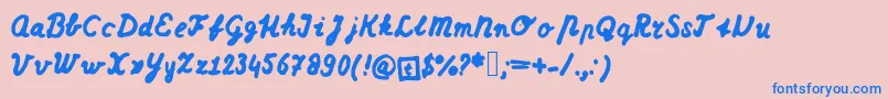 Czcionka Dutchschoolwriting – niebieskie czcionki na różowym tle