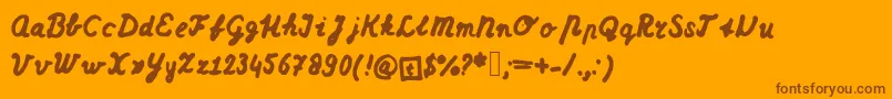 Dutchschoolwriting Font – Brown Fonts on Orange Background