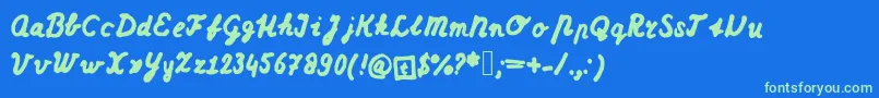 Dutchschoolwriting Font – Green Fonts on Blue Background