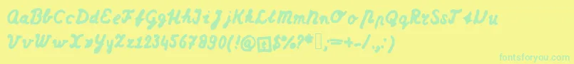 Dutchschoolwriting Font – Green Fonts on Yellow Background