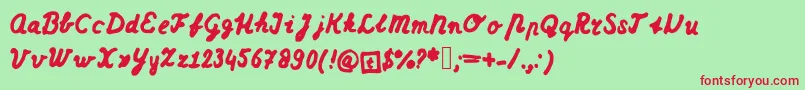 Dutchschoolwriting Font – Red Fonts on Green Background