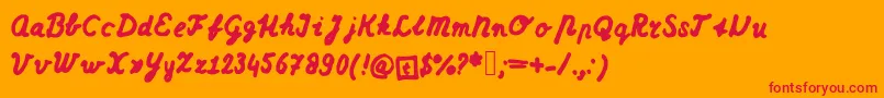 Dutchschoolwriting Font – Red Fonts on Orange Background