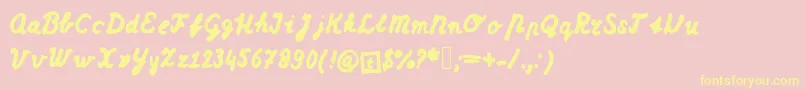 Dutchschoolwriting Font – Yellow Fonts on Pink Background