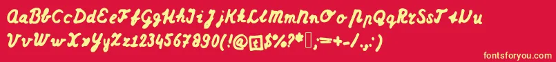 Dutchschoolwriting Font – Yellow Fonts on Red Background