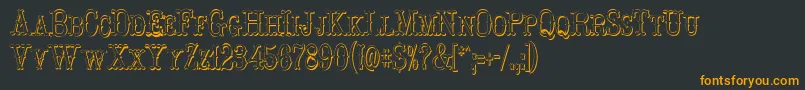 HoedownShadow-Schriftart – Orangefarbene Schriften auf schwarzem Hintergrund