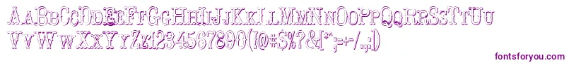 HoedownShadow-Schriftart – Violette Schriften auf weißem Hintergrund