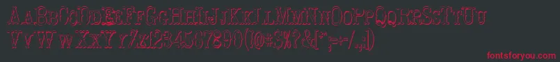HoedownShadow-Schriftart – Rote Schriften auf schwarzem Hintergrund