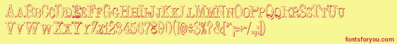 HoedownShadow Font – Red Fonts on Yellow Background