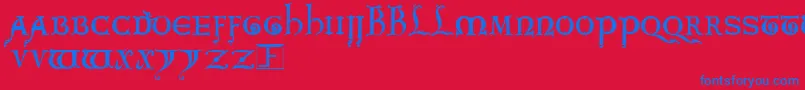 Kingarthur-Schriftart – Blaue Schriften auf rotem Hintergrund