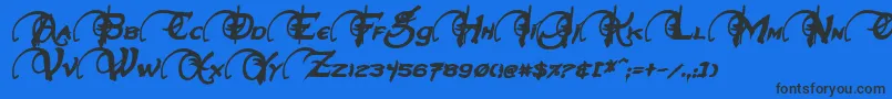 NeverwinterBoldItalic-Schriftart – Schwarze Schriften auf blauem Hintergrund