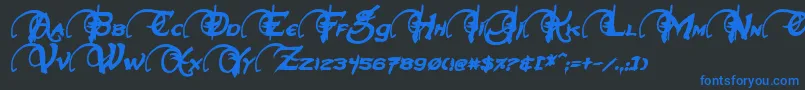 NeverwinterBoldItalic Font – Blue Fonts on Black Background