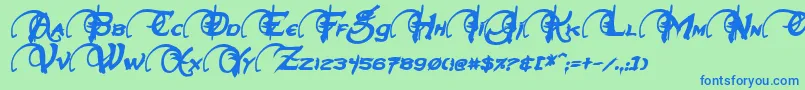 NeverwinterBoldItalic Font – Blue Fonts on Green Background