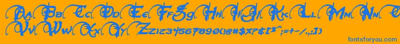 NeverwinterBoldItalic Font – Blue Fonts on Orange Background