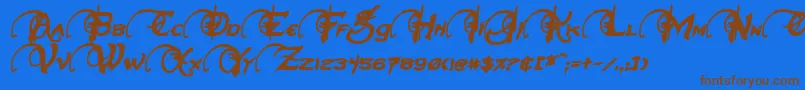 NeverwinterBoldItalic Font – Brown Fonts on Blue Background