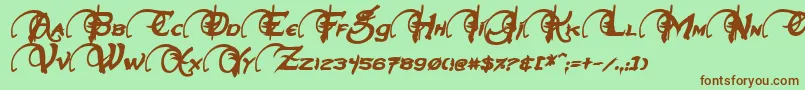NeverwinterBoldItalic Font – Brown Fonts on Green Background