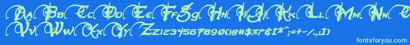 NeverwinterBoldItalic Font – Green Fonts on Blue Background