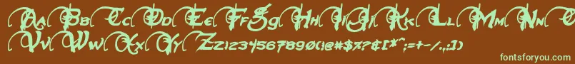 NeverwinterBoldItalic Font – Green Fonts on Brown Background