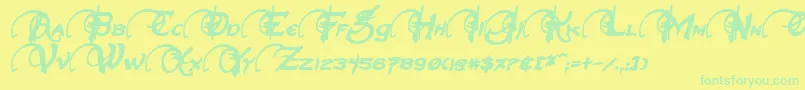 NeverwinterBoldItalic Font – Green Fonts on Yellow Background
