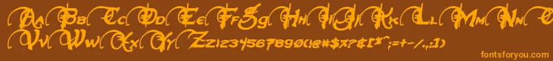 NeverwinterBoldItalic Font – Orange Fonts on Brown Background