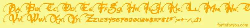 NeverwinterBoldItalic Font – Orange Fonts on Yellow Background