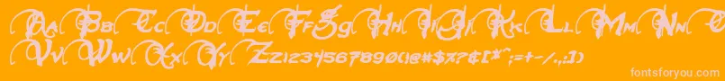 NeverwinterBoldItalic-fontti – vaaleanpunaiset fontit oranssilla taustalla