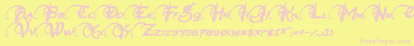 NeverwinterBoldItalic-fontti – vaaleanpunaiset fontit keltaisella taustalla