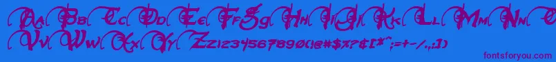 NeverwinterBoldItalic Font – Purple Fonts on Blue Background