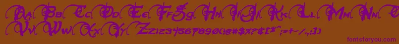 Czcionka NeverwinterBoldItalic – fioletowe czcionki na brązowym tle