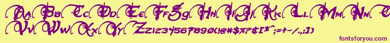 NeverwinterBoldItalic Font – Purple Fonts on Yellow Background