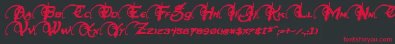 Fonte NeverwinterBoldItalic – fontes vermelhas em um fundo preto