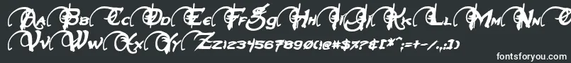 NeverwinterBoldItalic-fontti – valkoiset fontit mustalla taustalla
