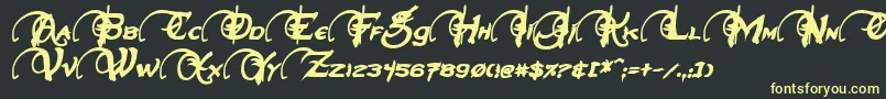 NeverwinterBoldItalic Font – Yellow Fonts on Black Background