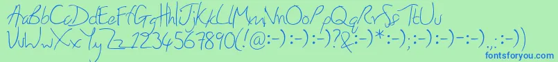 Honey Font – Blue Fonts on Green Background