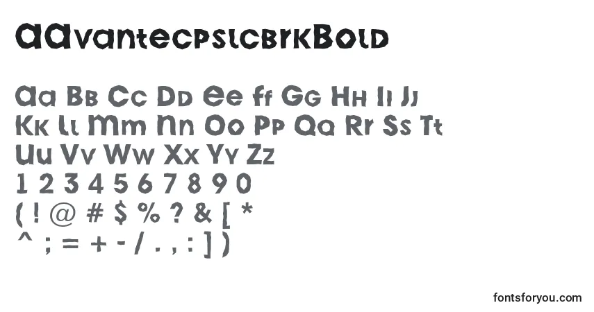 characters of aavantecpslcbrkbold font, letter of aavantecpslcbrkbold font, alphabet of  aavantecpslcbrkbold font
