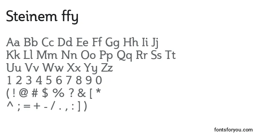 A fonte Steinem ffy – alfabeto, números, caracteres especiais