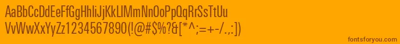 UniversNextProCompressed-Schriftart – Braune Schriften auf orangefarbenem Hintergrund