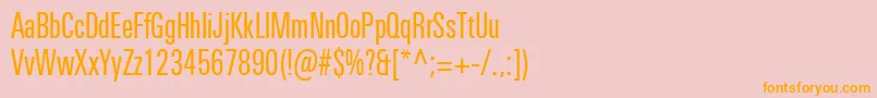 フォントUniversNextProCompressed – オレンジの文字がピンクの背景にあります。