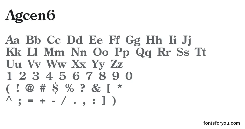 Czcionka Agcen6 – alfabet, cyfry, specjalne znaki