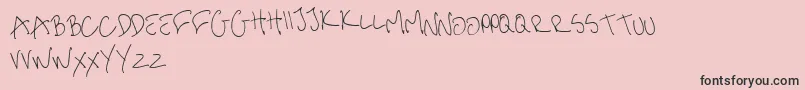 Czcionka MeHandwritinThin – czarne czcionki na różowym tle