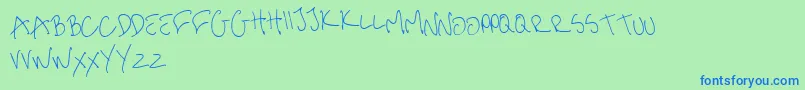 MeHandwritinThin-fontti – siniset fontit vihreällä taustalla