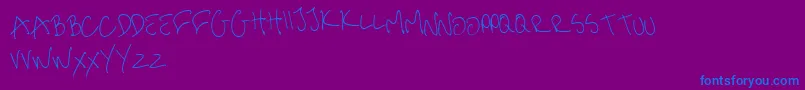 MeHandwritinThin Font – Blue Fonts on Purple Background