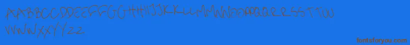 MeHandwritinThin-Schriftart – Braune Schriften auf blauem Hintergrund