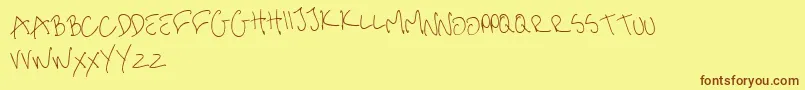 MeHandwritinThin-Schriftart – Braune Schriften auf gelbem Hintergrund